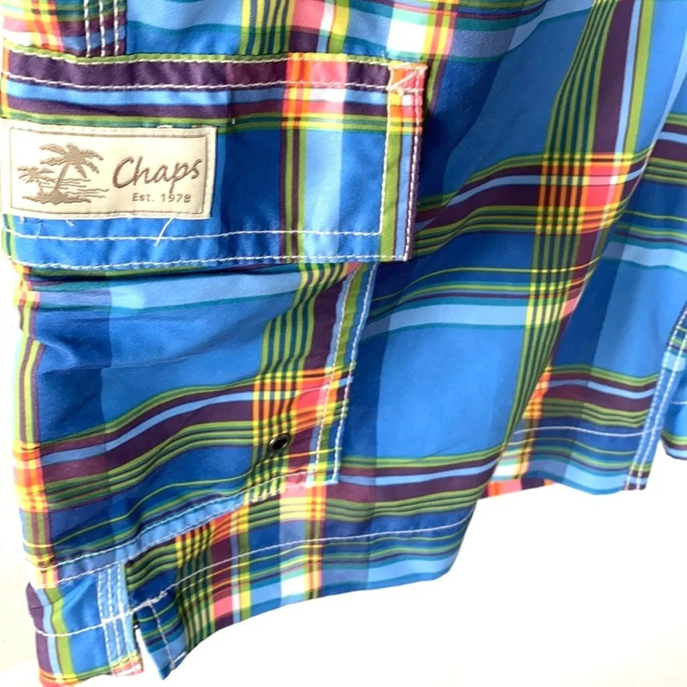 Mens Chaps Adriatic Plaid Swimming Shorts‎ Trunks, Size M